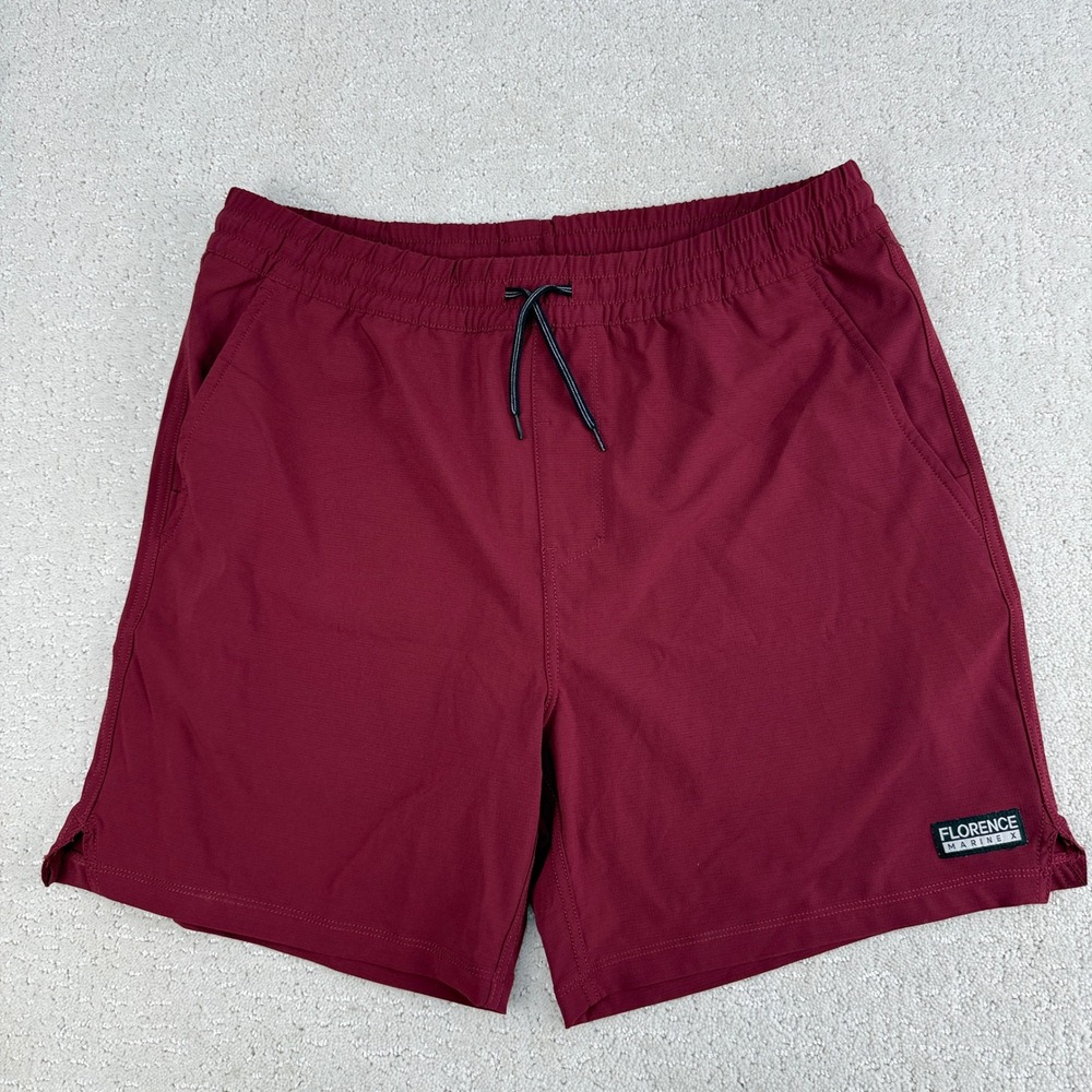Florence Marine X Board Shorts Mens M Burgundy Ripstop Hybrid FMBS00006